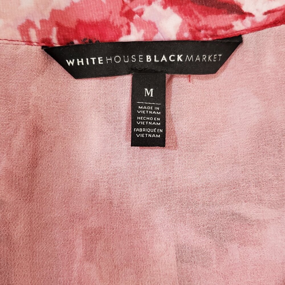 WHBM Floral Tie Neck Shell Blouse M - Picture 4 of 9